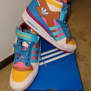 Women size 9 Adidas  Forum  multicolor Hightops